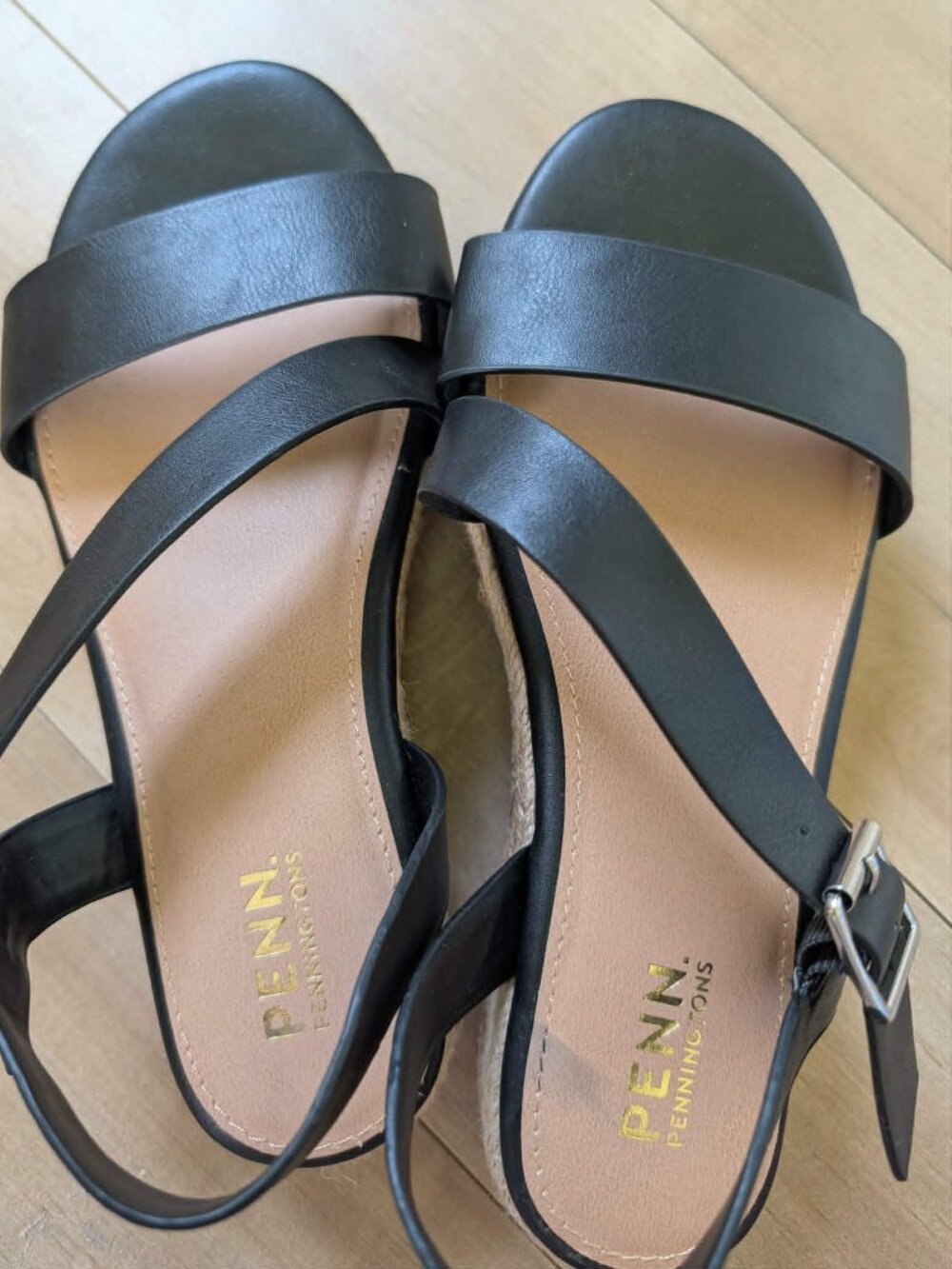 Penn Black Espadrille Wedge Sandals Ankle Strap Wide Width 7WW EU 37.5 - Picture 5 of 7